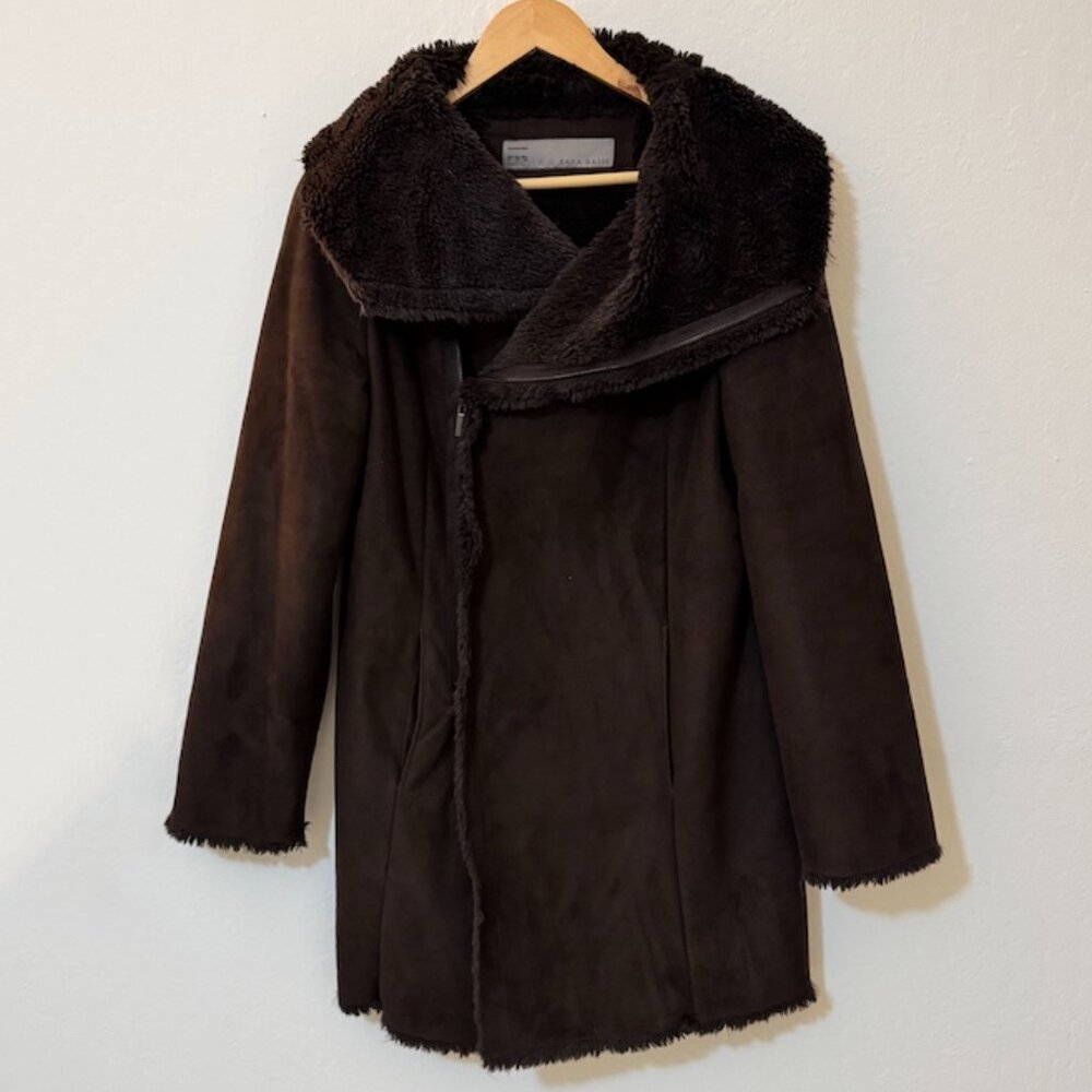Zara Dark Brown Faux Shearling Coat